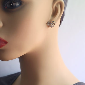 Sterling Silver Spider Web Earrings