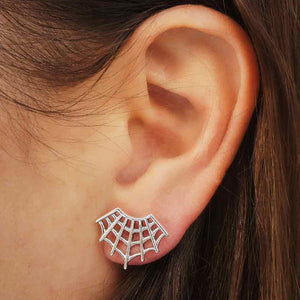 Sterling Silver Spider Web Earrings