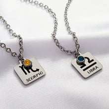 Load image into Gallery viewer, Stainless Steel Zodiac &amp; Birthstone Necklace -- EF0267

