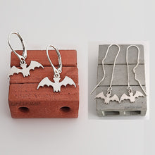 Load image into Gallery viewer, Sterling Silver Bat Dangle Earrings -- E220
