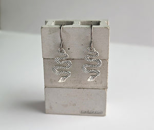 Sterling Silver Small Snake Dangle Earrings -- E274