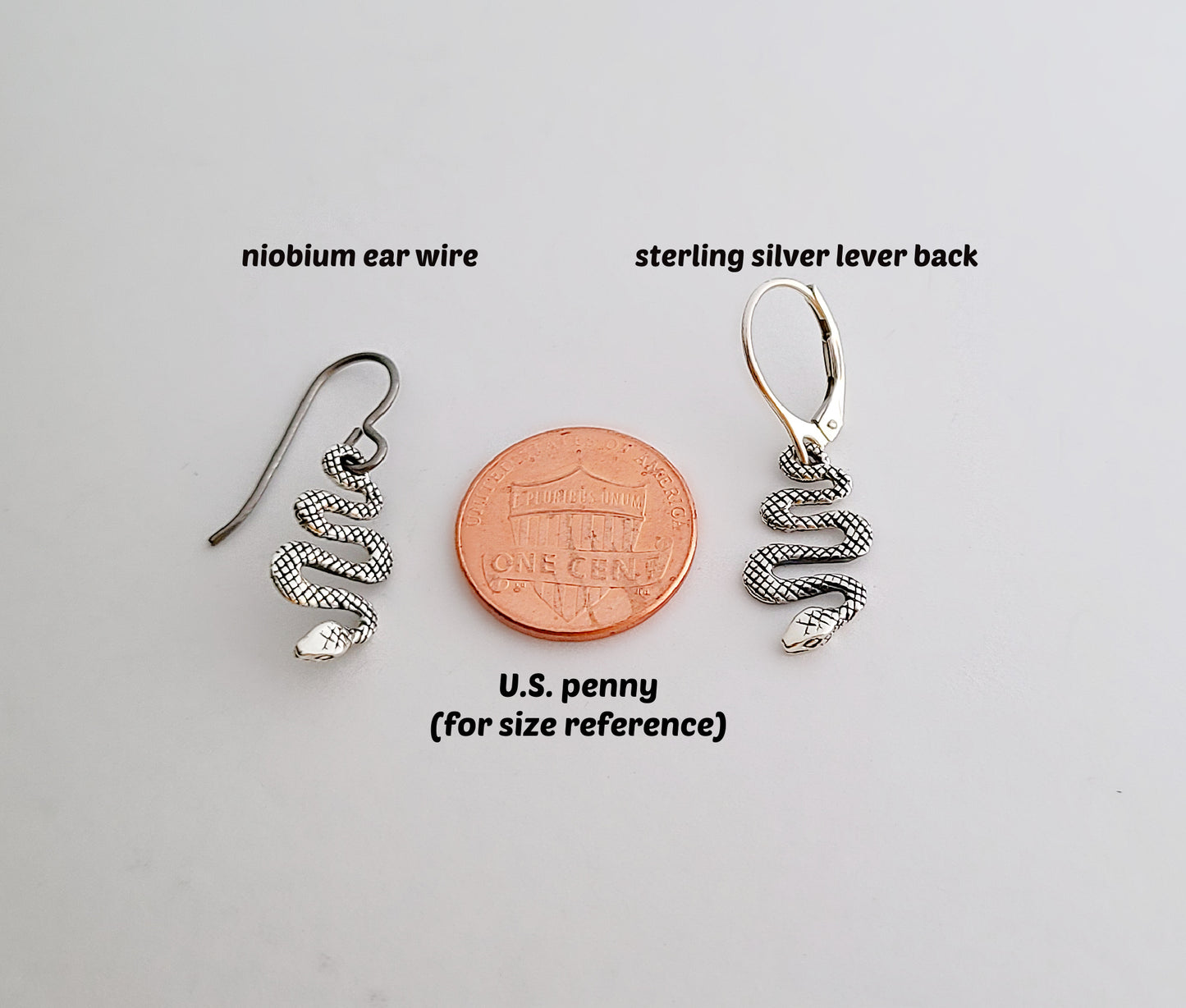 Sterling Silver Small Snake Dangle Earrings -- E274