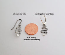 Load image into Gallery viewer, Sterling Silver Small Snake Dangle Earrings -- E274
