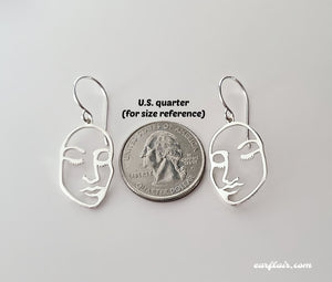 Sterling Silver Openwork Face Earrings -- EF0121