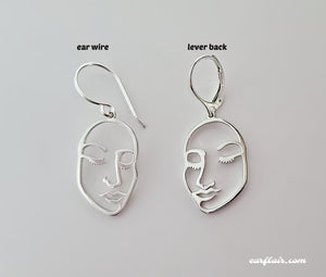 Sterling Silver Openwork Face Earrings -- EF0121