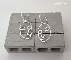 Sterling Silver Openwork Face Earrings -- EF0121