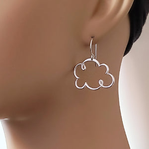 Sterling Silver Cloud Earrings -- E163