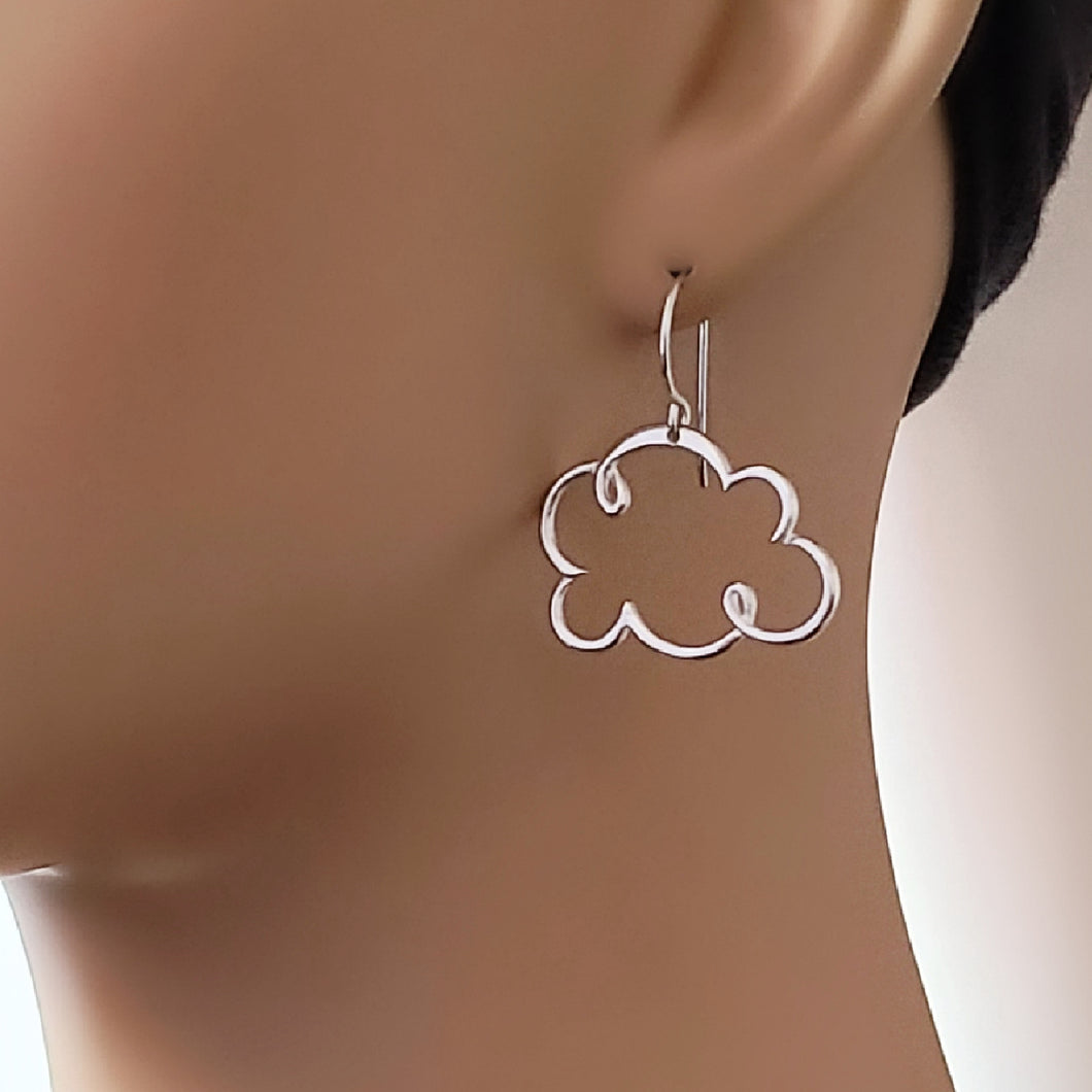 Sterling Silver Cloud Earrings -- E163