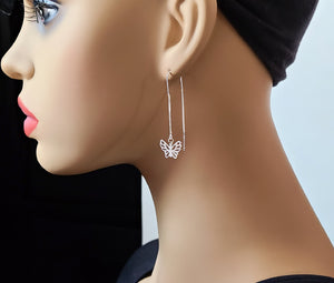Sterling Silver Butterfly Ear Threaders -- E218