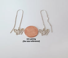 Load image into Gallery viewer, Sterling Silver Butterfly Ear Threaders -- E218
