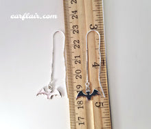 Load image into Gallery viewer, Sterling Silver Bat Dangle Earrings -- E220
