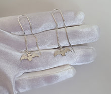 Load image into Gallery viewer, Sterling Silver Bat Dangle Earrings -- E220
