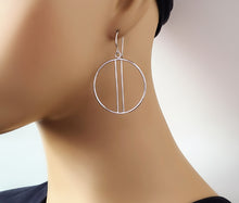 Load image into Gallery viewer, Sterling Silver Circle Earrings with Bars -- E240
