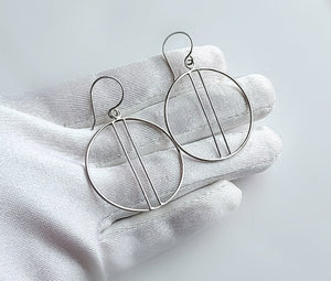 Sterling Silver Circle Earrings with Bars -- E240