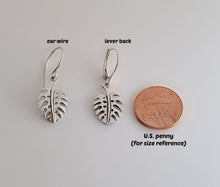 Load image into Gallery viewer, Sterling Silver Small Monstera Leaf Earrings -- EF0170

