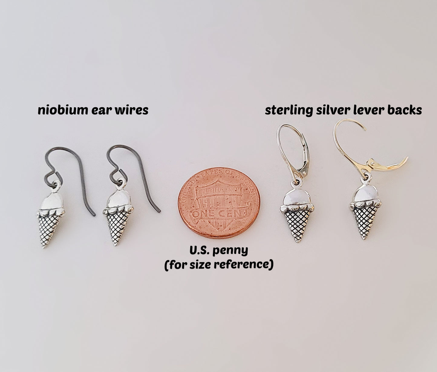 Sterling Silver Ice Cream Dangle Earrings -- E253