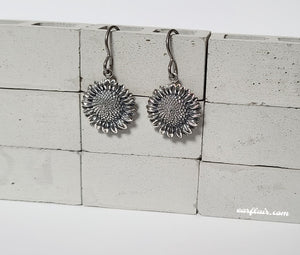 Sterling Silver Sunflower Dangle Earrings -- EF0204