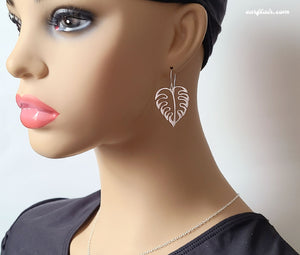 Sterling Silver Openwork Monstera Leaf Charm/Necklace -- N256