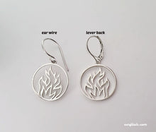Load image into Gallery viewer, Sterling Silver Openwork Fire Dangle Earrings -- E271
