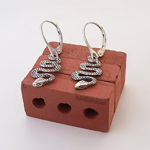 Sterling Silver Small Snake Dangle Earrings -- E274