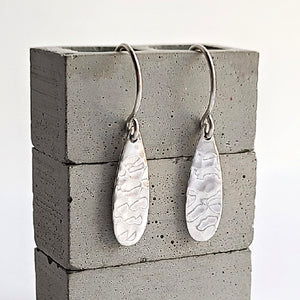 Sterling Silver Hammered Teardrop Dangle Earrings -- E280
