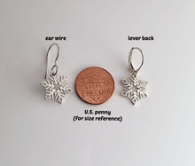 Load image into Gallery viewer, Sterling Silver Snowflake Dangle Earrings -- E281
