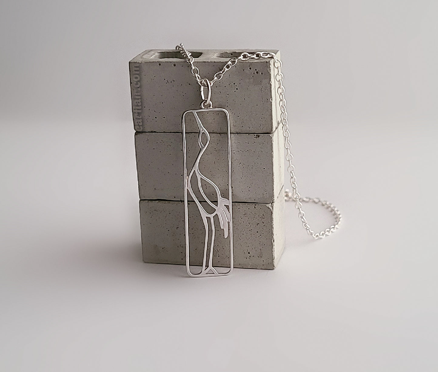 Sterling Silver Crane Pendant/Necklace -- N122