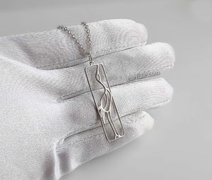 Sterling Silver Crane Pendant/Necklace -- N122