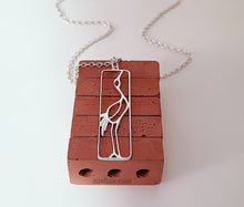 Load image into Gallery viewer, Sterling Silver Crane Pendant/Necklace -- N122
