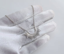 Load image into Gallery viewer, Sterling Silver Spikey Half Sunburst Necklace -- N215
