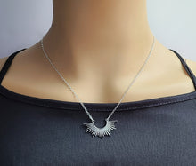 Load image into Gallery viewer, Sterling Silver Spikey Half Sunburst Necklace -- N215
