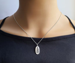 Sterling Silver Etched Pine Tree Charm -- EF0090