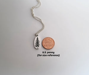 Sterling Silver Etched Pine Tree Charm -- EF0090