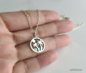 Sterling Silver Palm Trees Charm -- EF0260