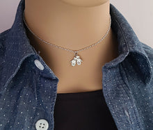 Load image into Gallery viewer, Sterling Silver Tiny Snow Mittens Charm Necklace

