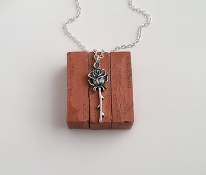 Sterling Silver Long Stemmed Rose Charm