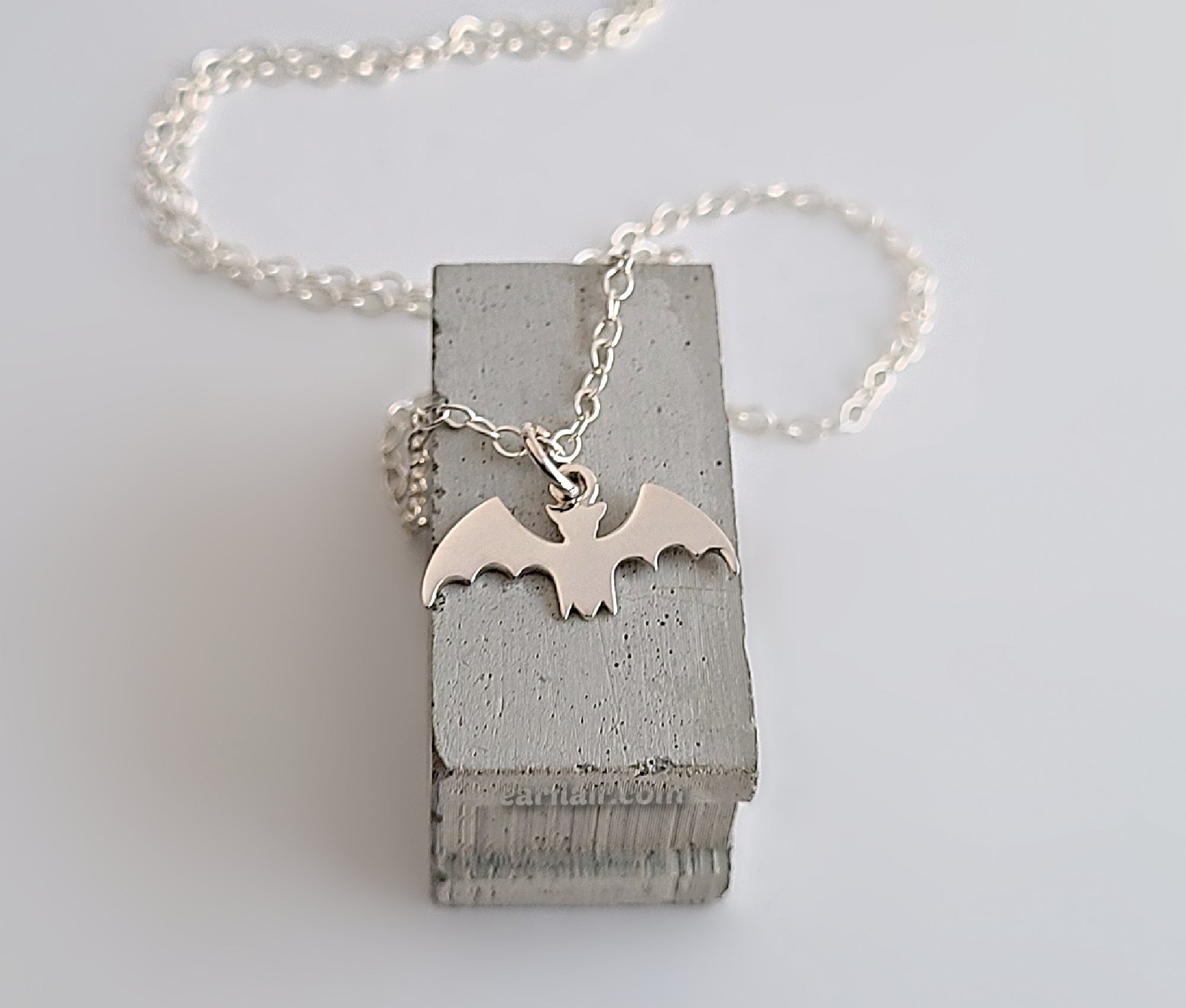 Mens Sterling Silver Bat Skeleton Pandant Necklace - VVV Jewelry