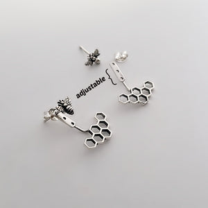 Sterling Silver Bee & Honeycomb Ear Jacket