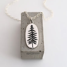 Load image into Gallery viewer, Sterling Silver Etched Pine Tree Charm -- EF0090
