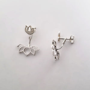 Sterling Silver Lotus Flower Ear Jacket