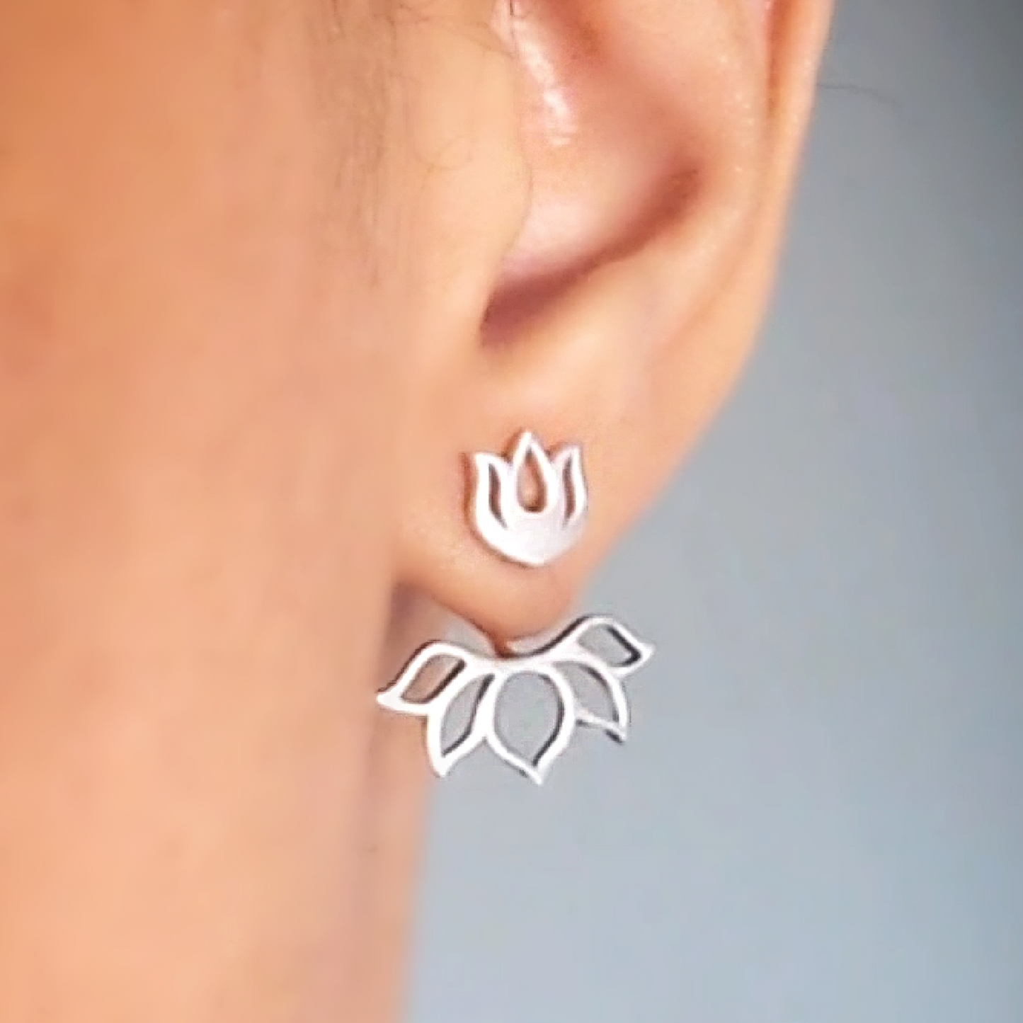 Sterling Silver Lotus Flower Ear Jacket