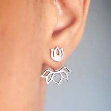 Load image into Gallery viewer, Sterling Silver Lotus Flower Ear Jacket
