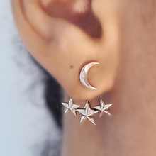 Load image into Gallery viewer, Sterling Silver Moon &amp; Stars Ear Jacket
