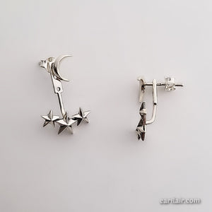 Sterling Silver Moon & Stars Ear Jacket