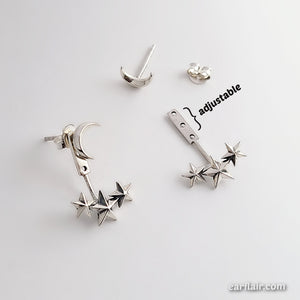 Sterling Silver Moon & Stars Ear Jacket
