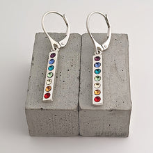 Load image into Gallery viewer, Sterling Silver Small Bar Earrings with Swarovski Crystals -- E151
