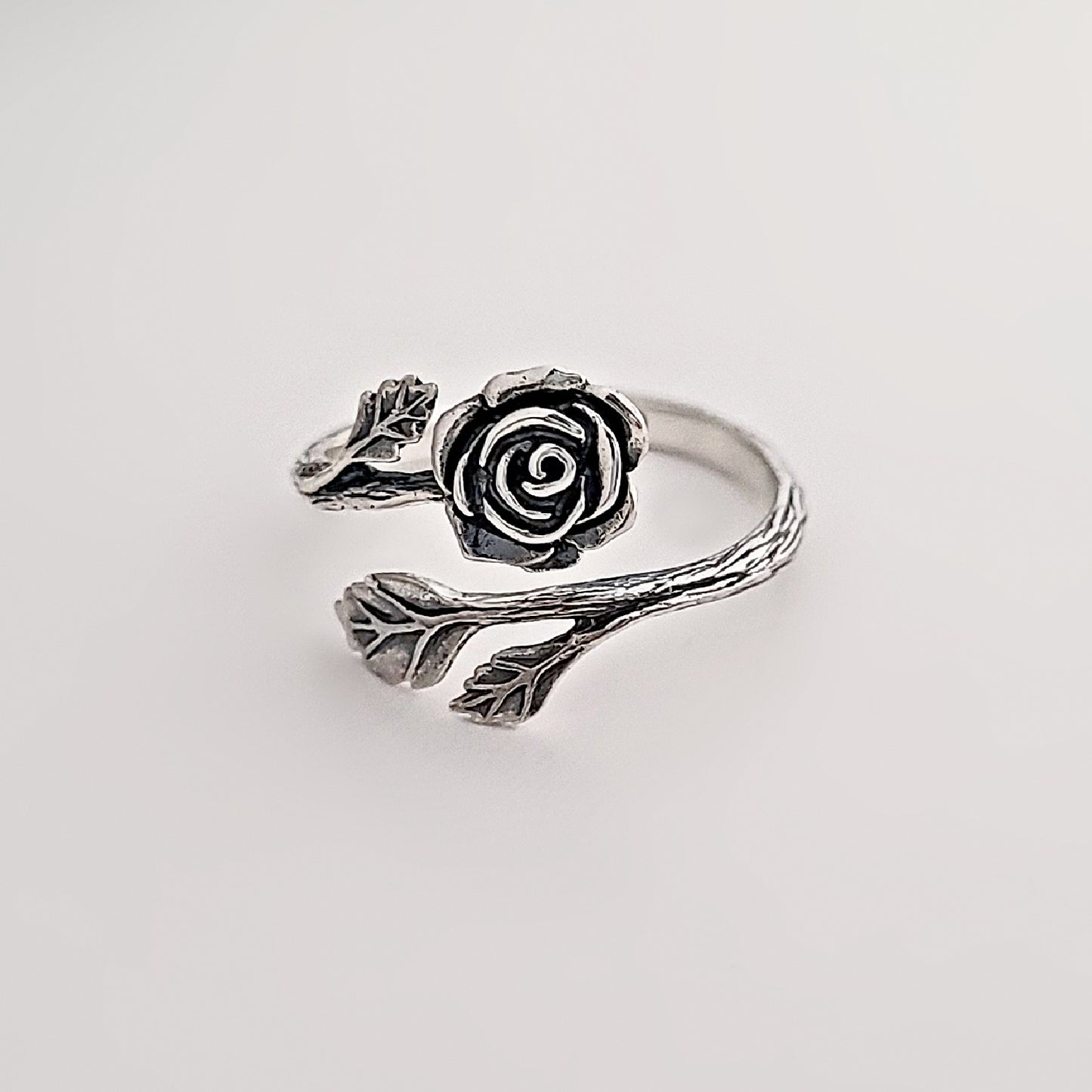 Sterling Silver Adjustable Rose Ring