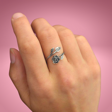 Load image into Gallery viewer, Sterling Silver Adjustable Rose Ring
