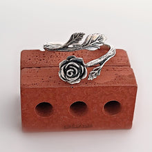 Load image into Gallery viewer, Sterling Silver Adjustable Rose Ring
