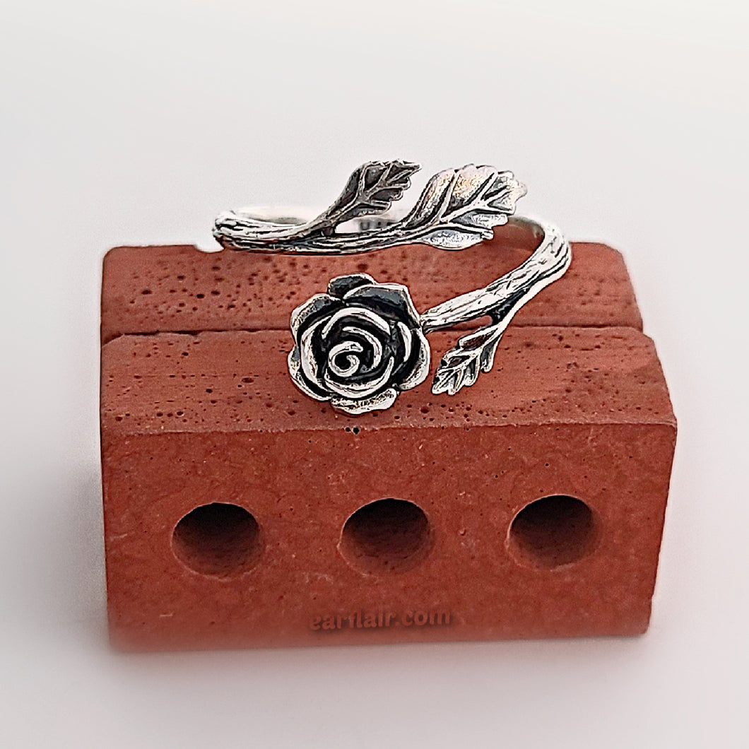 Sterling Silver Adjustable Rose Ring